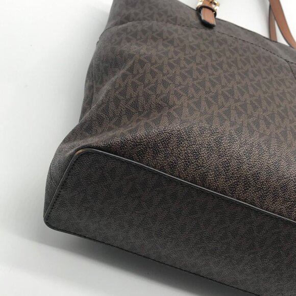 Michael Kors Brown Signature Top Zip Bedford Pocket Tote - Picture 6 of 12